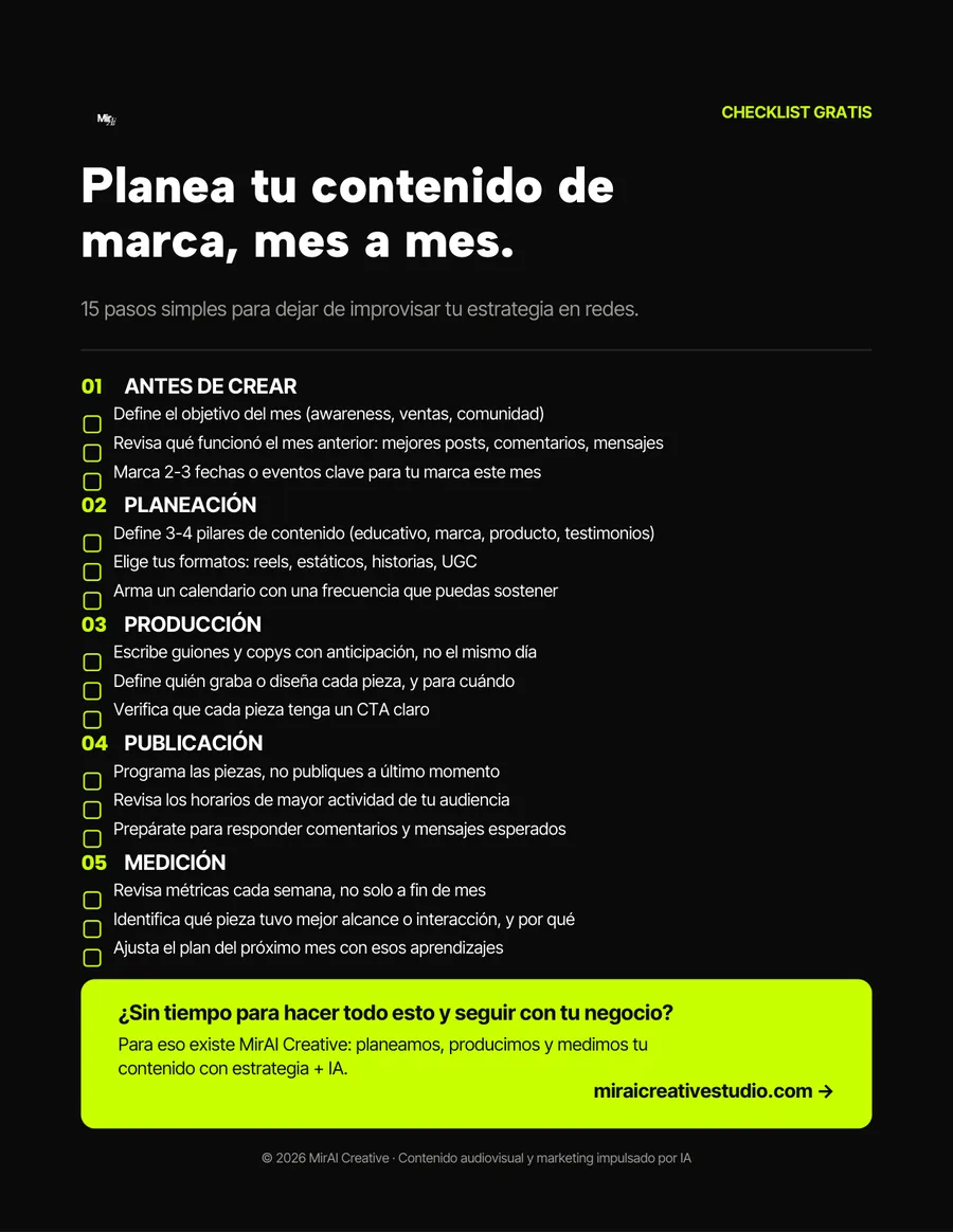 Vista previa del checklist de MirAI Creative
